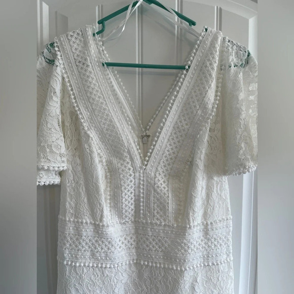 Eliza J Flounce White Lace Dress Size 14 - Picture 2 of 9
